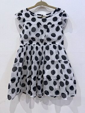 pumpkin patch Navy and White Polka Dot Tiered Dress size:3